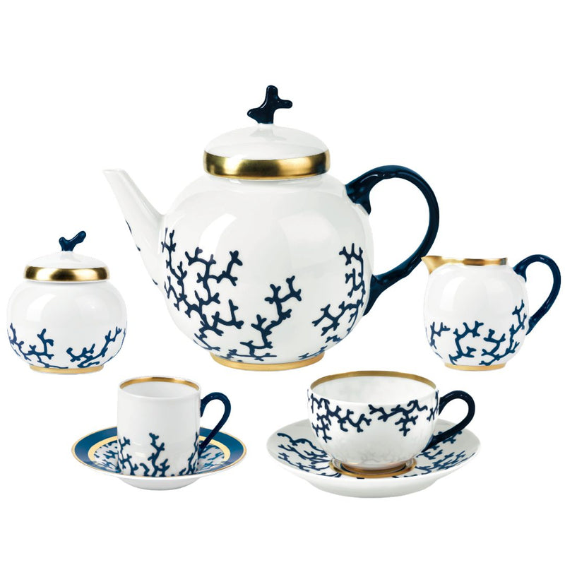 Tea and Coffee Set of 15 Pieces Cristobal Marine luxury porcelain by Raynaud