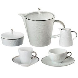 Raynaud Minéral Platinum 15-piece Limoges porcelain tea and coffee set with platinum detailing