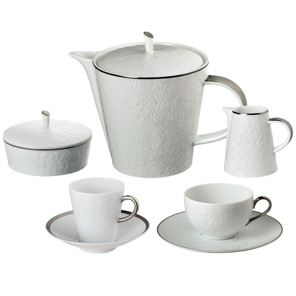 Raynaud Minéral Platinum 15-piece Limoges porcelain tea and coffee set with platinum detailing