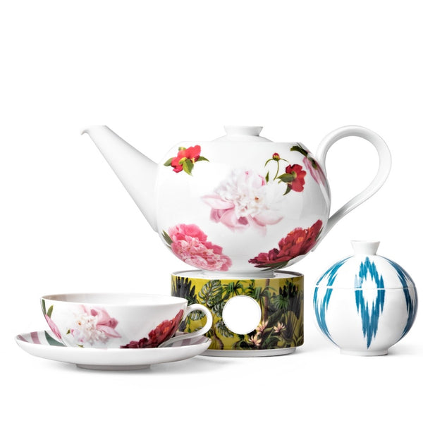 Paraiso porcelain tea and coffee set with tropical motifs by Sieger by Fürstenberg