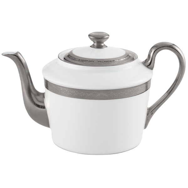 Raynaud Ambassador Platine porcelain tea pot with platinum rim and Renaissance-inspired decoration