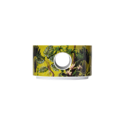 Paraiso porcelain teapot warmer with tropical motifs in green, yellow, and pink by Sieger by Fürstenberg