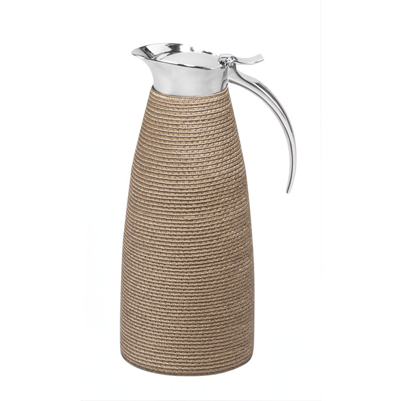 Elegant 1 L insulated carafe by Pigment France x Giobagnara, crafted in stainless steel and TechStraw, maintaining beverages at the desired temperature.