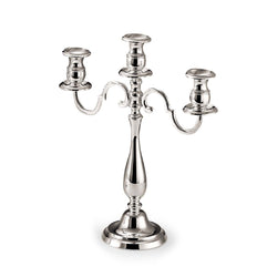 Silver-plated three-arm candelabra by Greggio with classic Italian design
