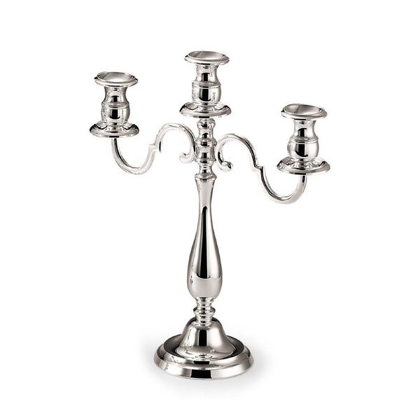 Silver-plated three-arm candelabra by Greggio with classic Italian design