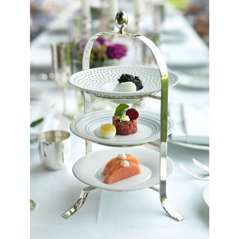 Silver-plated three-tier plate stand small styled by Robbe & Berking, ideal for serving desserts, canapés, and afternoon tea.
