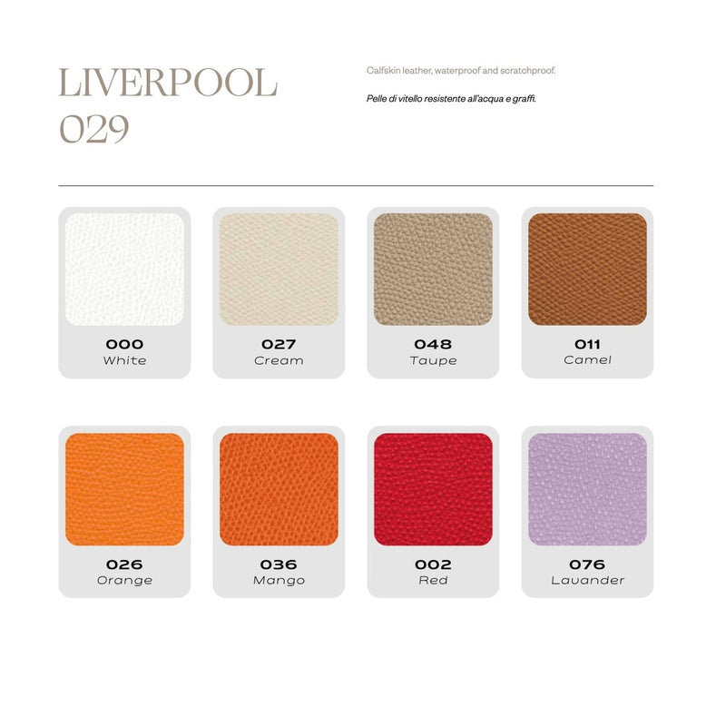 Robert Tray Color swatches labeled 'Liverpool 029' with various colors and numbers page 1