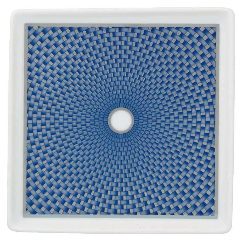 Raynaud Trésor Bleu Limoges porcelain trinket tray in a holster with cobalt blue and platinum honeycomb design