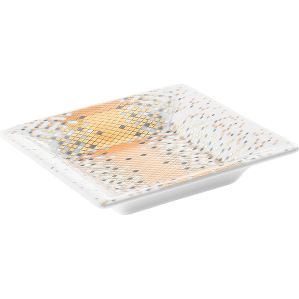 Souffle d’Or trinket tray by Haviland—Limoges porcelain with celestial grey, silver, and matte gold supernova-inspired design.
