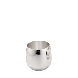 Greggio Goccia silver-plated tumbler glass with rounded design on a white background