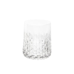 Ulysse crystal tumbler with hand-cut siren-scale design by Cristallerie de Montbronn.