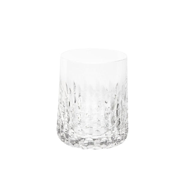 Ulysse crystal tumbler with hand-cut siren-scale design by Cristallerie de Montbronn.