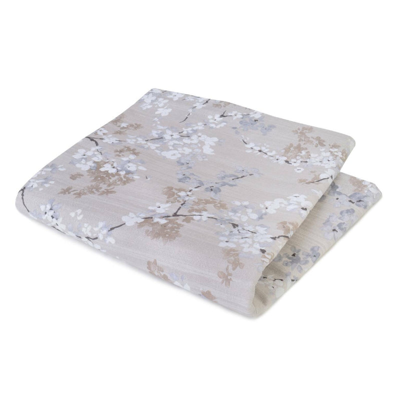 Roseberry Home Twigs cotton tablecloth with delicate branch motif in neutral tones folded