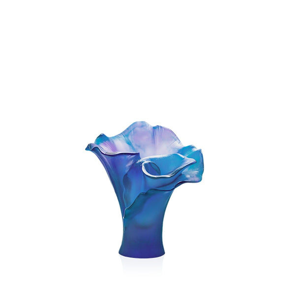 Blue and purple glass vase on a white background
