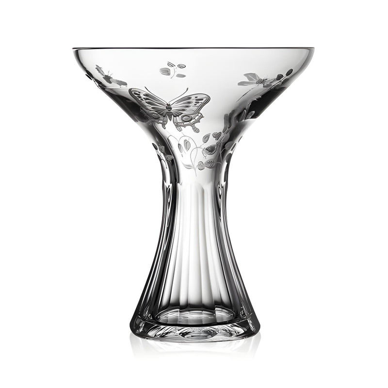 Luxury Bouquet Vase in Clear Crystal with Butterfly and Leaf Engraving – Springtime by Varga Crystal