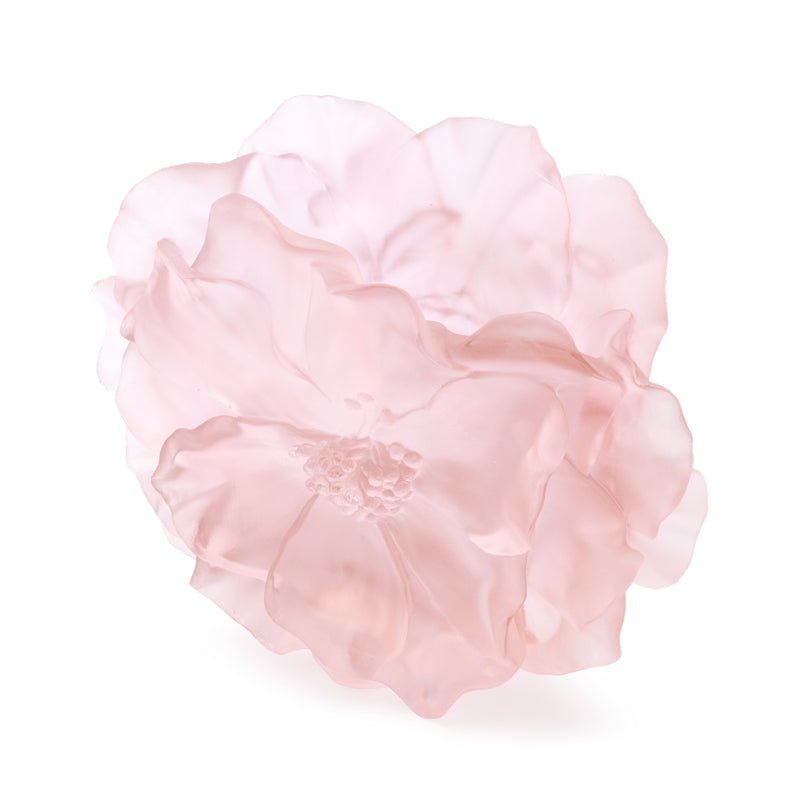 Vase Camelia crystal pink large by Daum, French pâte de verre floral vase in sculpted pink crystal
