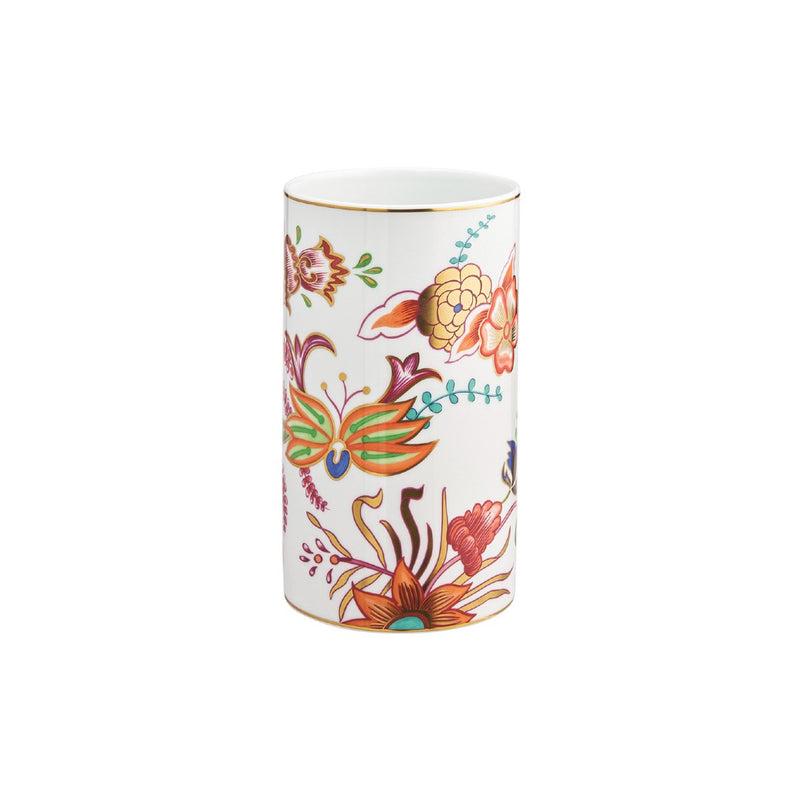 Imari porcelain vase by Raynaud with Japanese floral design and gold border