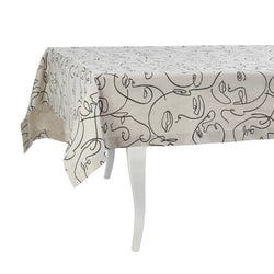 Tablecloth with a decorative pattern on a white table