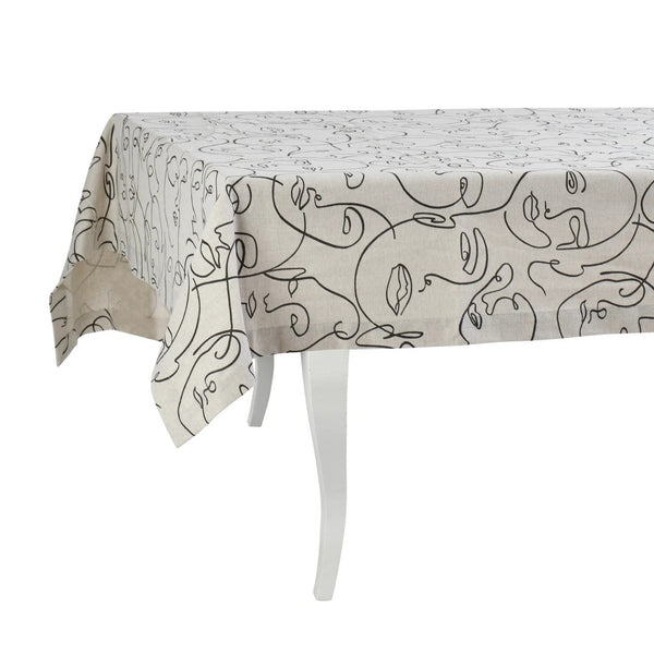 Tablecloth with a decorative pattern on a white table
