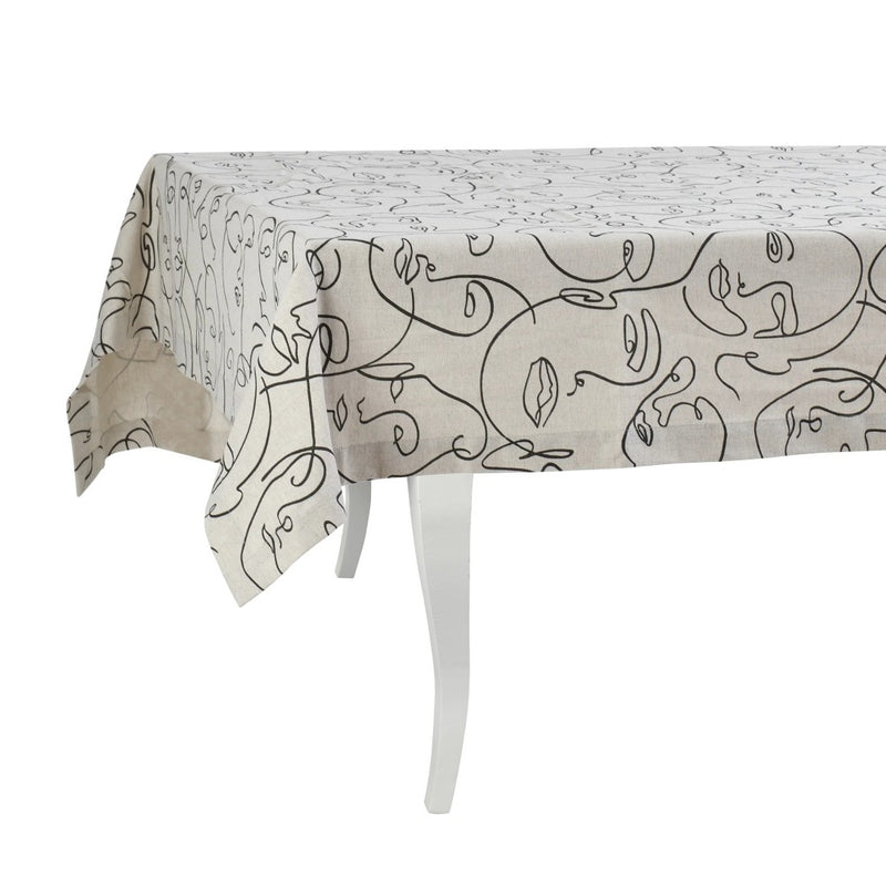 Tablecloth with a decorative pattern on a white table