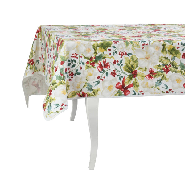 Very Holly Christmas cotton tablecloth with festive holly print by Roseberry Home