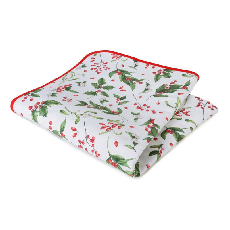 Folded Very Merry Christmas cotton tablecloth with festive holiday print by Roseberry Home