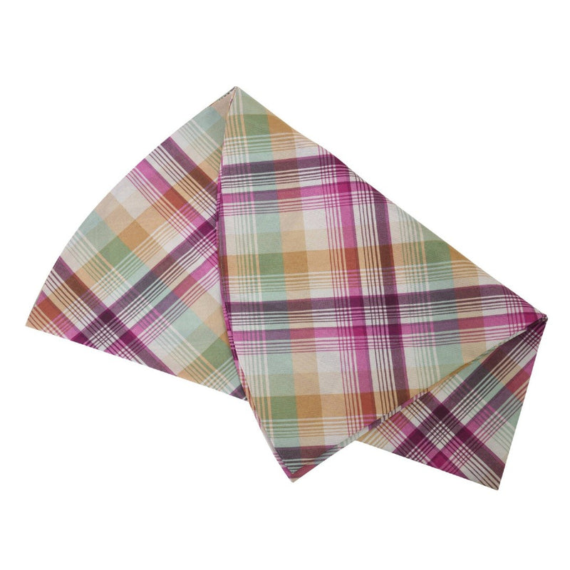 Two plaid fabric napkins on a white background