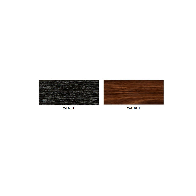 Two wood color swatches labeled 'Wenge' and 'Walnut' on a white background.