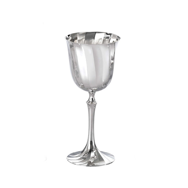 Greggio Newport silver plated water glass with sculptural wave-inspired design