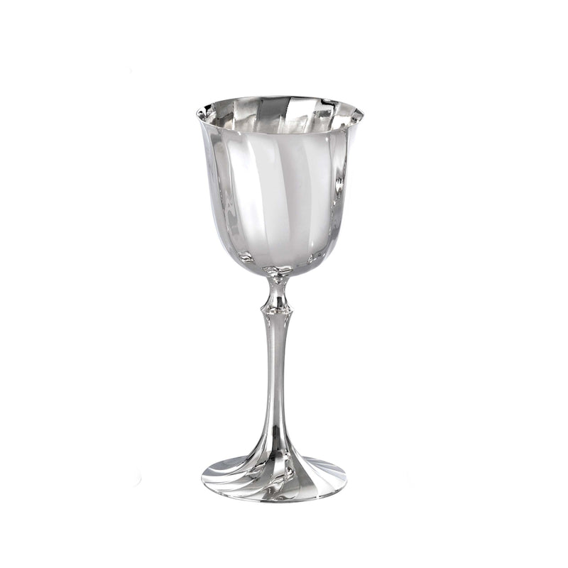 Greggio Newport silver plated water glass with sculptural wave-inspired design