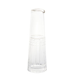 Aghata crystal water pitcher with platinum rim and geometric cuts by Cristallerie de Montbronn