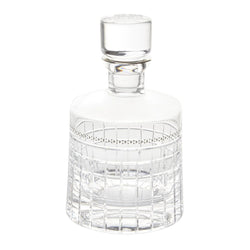 Aghata crystal whiskey decanter with platinum rim and geometric cut design by Cristallerie de Montbronn