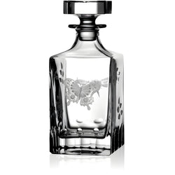 Luxury Whiskey Decanter in Clear Crystal with Butterfly and Leaf Engraving – Springtime by Varga Crystal