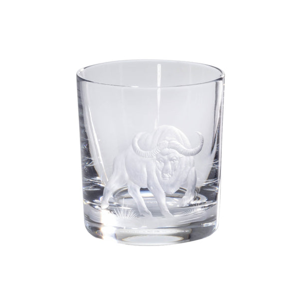 Luxury Crystal Whiskey Glass with Buffalo Engraving – Big Five Collection by Sonja Quandt