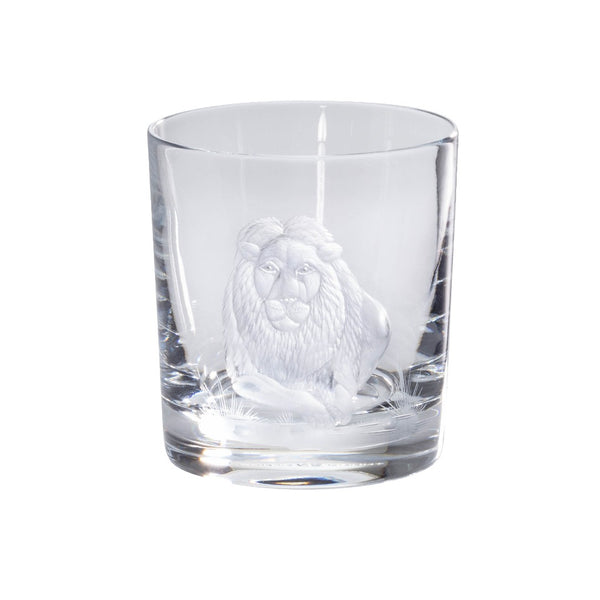 Luxury Crystal Whiskey Glass with Lion Engraving – Big Five Collection by Sonja Quandt
