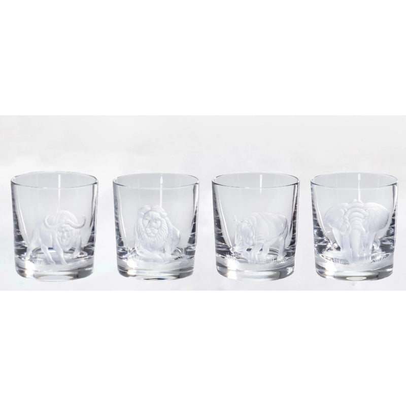 Collectible Crystal Whiskey Glass Featuring Lion Motif – Luxury Big Five by Sonja Quandt on a white background