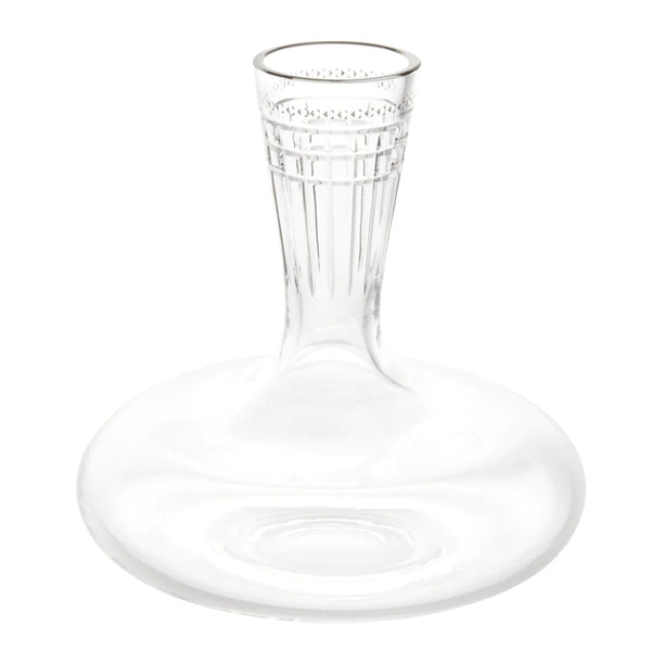 Aghata crystal wine decanter with platinum rim and geometric cut design by Cristallerie de Montbronn