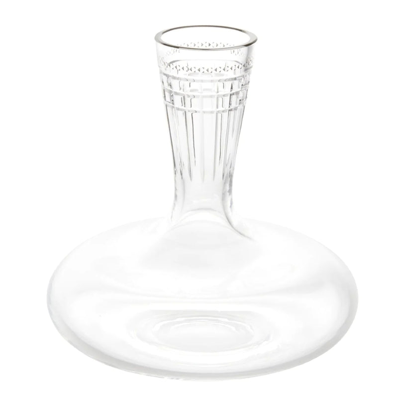 Aghata crystal wine decanter with platinum rim and geometric cut design by Cristallerie de Montbronn