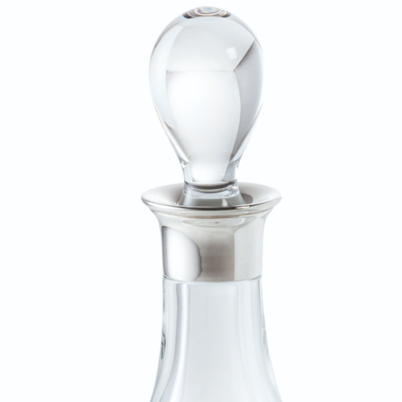 Close-up Brasilia crystal wine decanter with silver sterling collar by Sonja Quandt