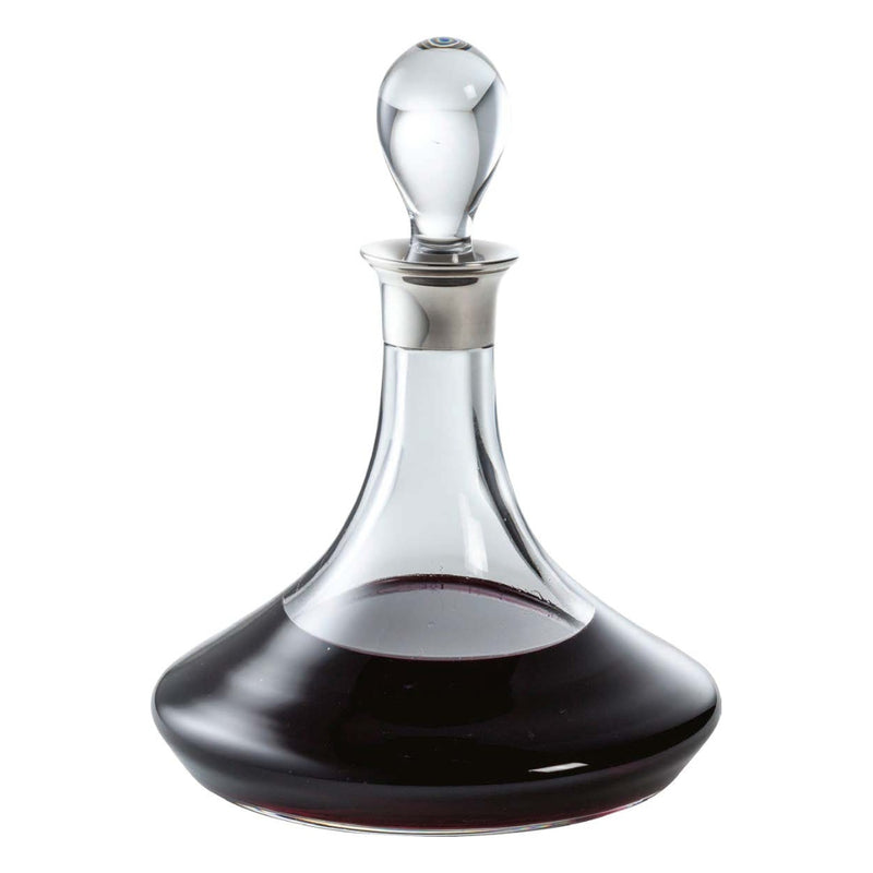 Styled with wine Brasilia crystal wine decanter with silver sterling collar by Sonja Quandt