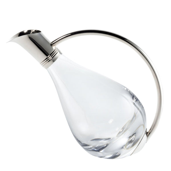 Duck-shaped crystal wine decanter with silver sterling handle by Sonja Quandt