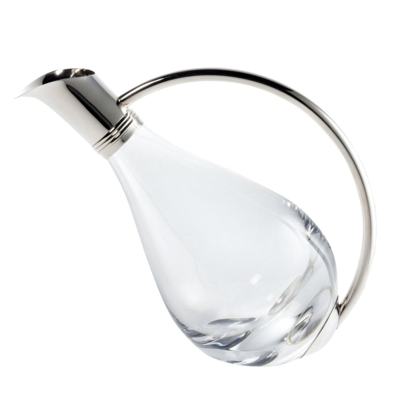 Duck-shaped crystal wine decanter with silver sterling handle by Sonja Quandt