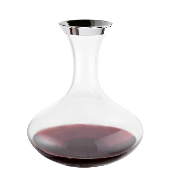 Luxury Wine Decanter Crystal with Fine Silver Rim – Rene Collection by Sonja Quandt