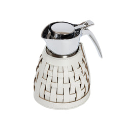 Luxury woven leather insulated carafe Gourde 0.6l by Giobagnara x Rudi in Tecnocuoio® leather and stainless steel – handcrafted Italian design.