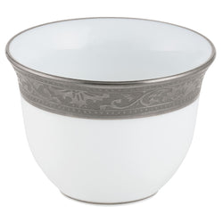 Raynaud Ambassador Platine porcelain zarf or sake cup 5cl with platinum rim and refined Renaissance detailing

