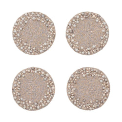 Zen coaster set of 4 in gray and taupe by Kim Seybert, neutral table decor 