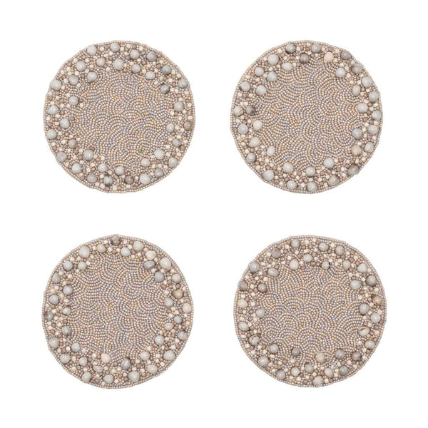 Zen coaster set of 4 in gray and taupe by Kim Seybert, neutral table decor 