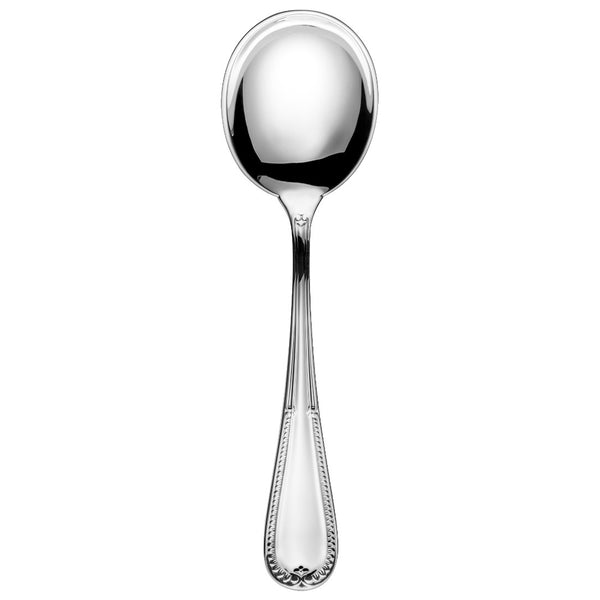 Palmette broth spoon with rounded bowl and Empire-style handle by Sonja Quandt.