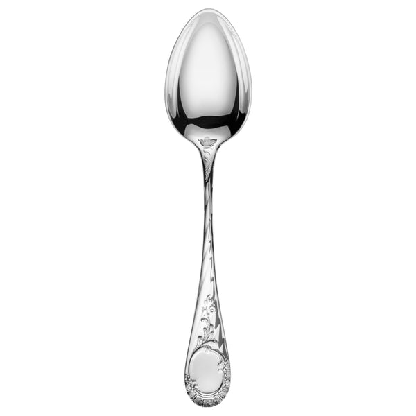 Silver-plated Vendôme espresso spoon with ornate handle.