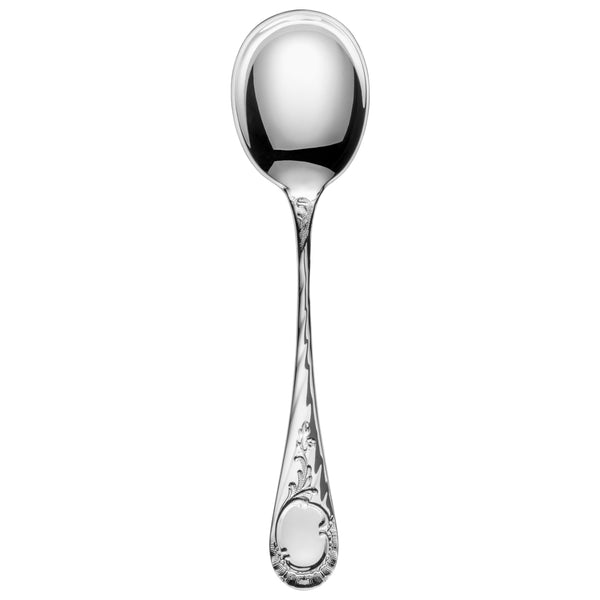 Silver-plated Vendôme sugar or ice cream spoon with ornate handle.